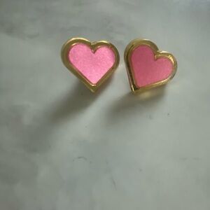 Pink Satin Heart Stud Earrings